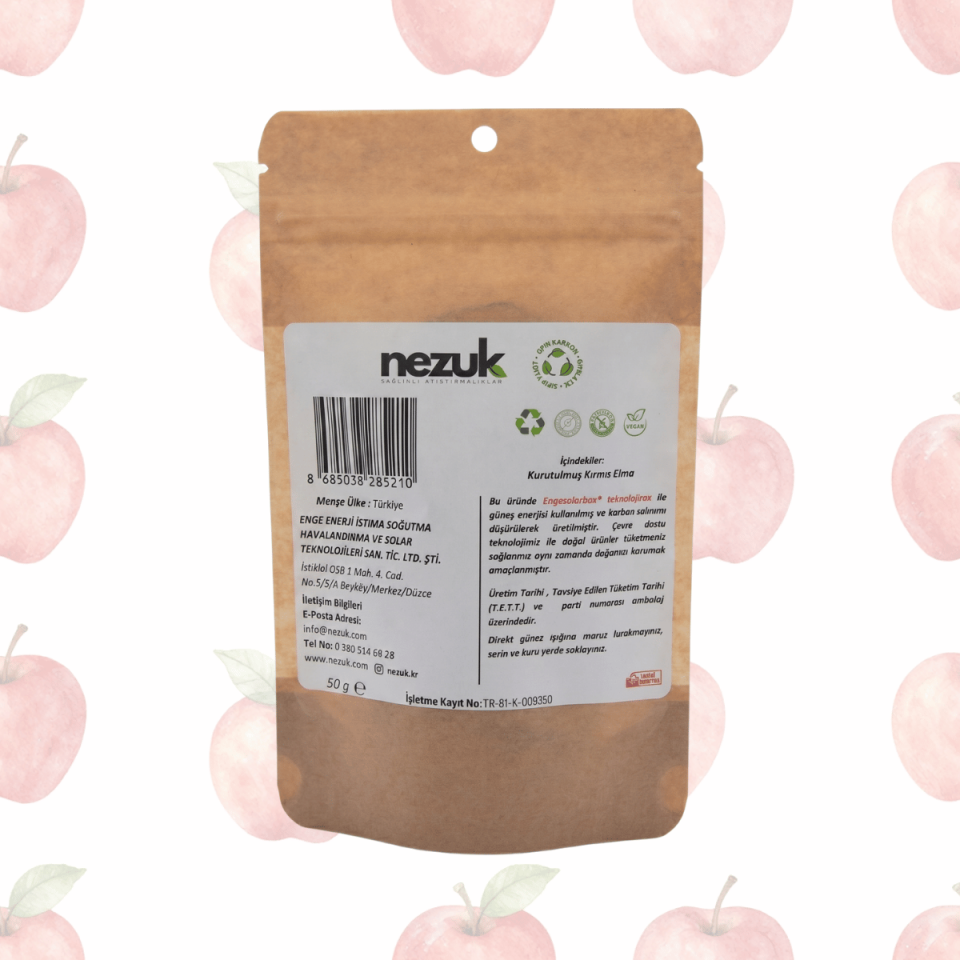 Nezuk Kurutulmuş Doğal Kırmızı Elma 50g
