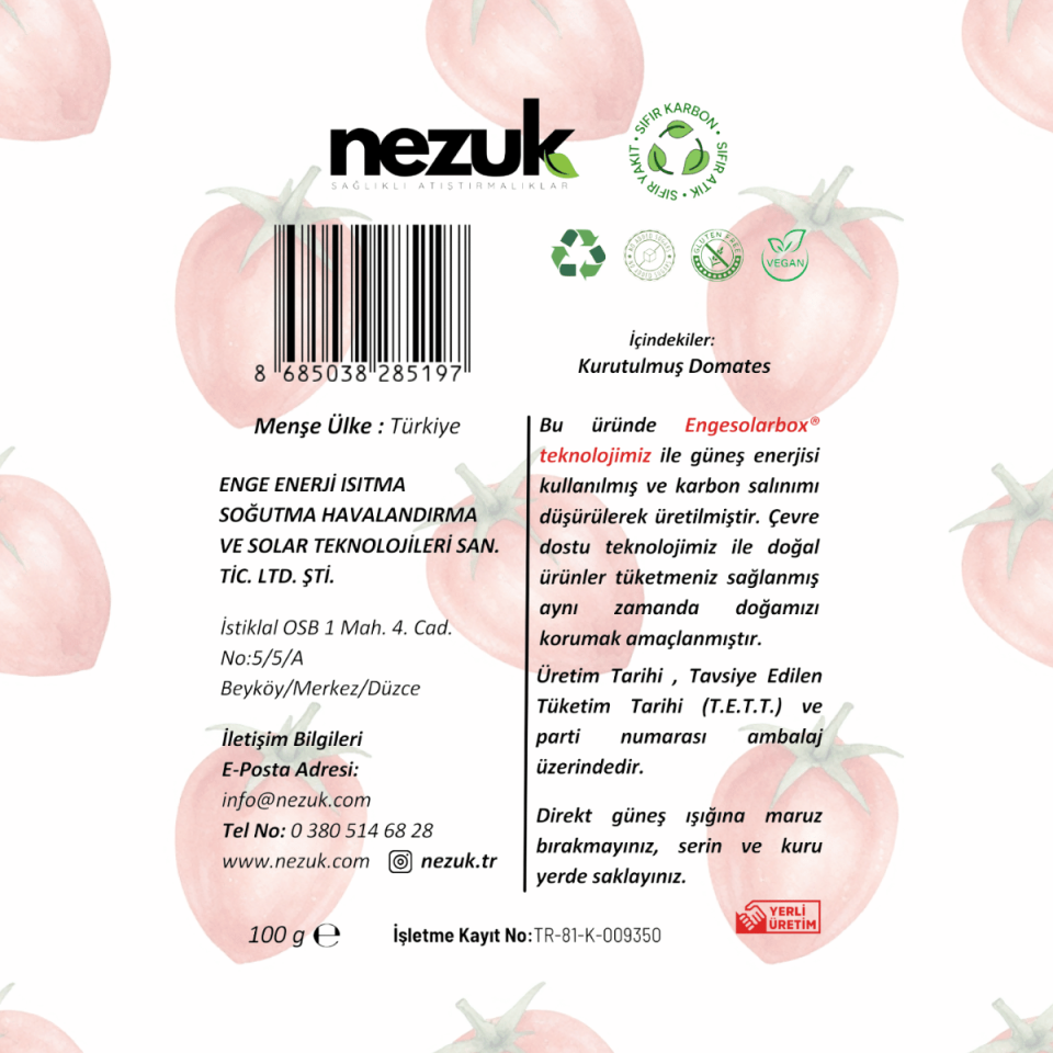 Nezuk Kurutulmuş Doğal Domates 50g