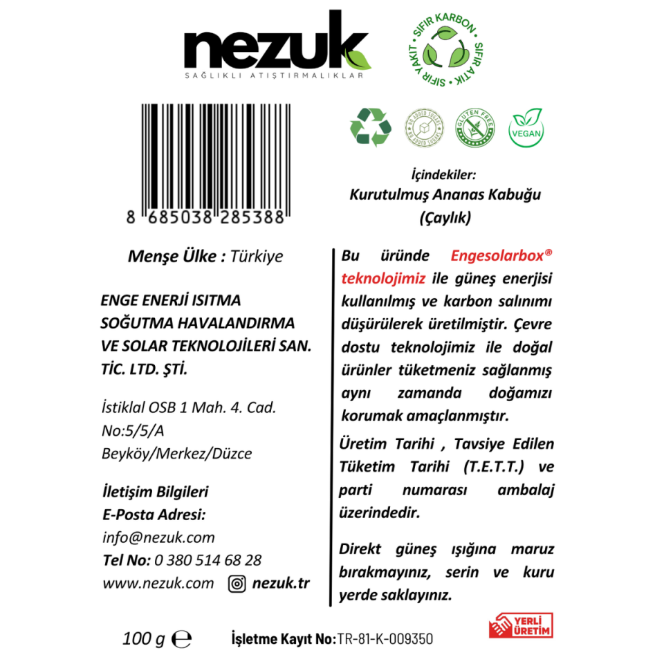 Nezuk Kurutulmuş Doğal Ananas Kabuğu (Çaylık)