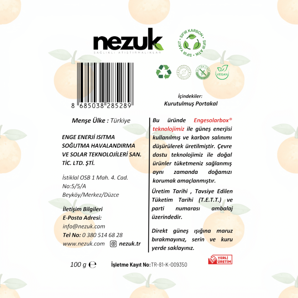 Nezuk Kurutulmuş Doğal Portakal 50g