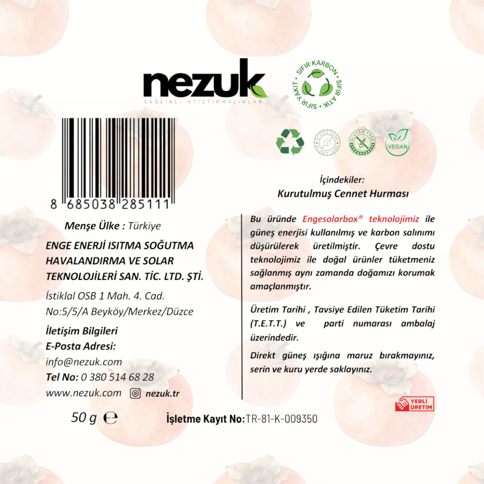 Nezuk Kurutulmuş Doğal Cennet Hurması-Cips 50g