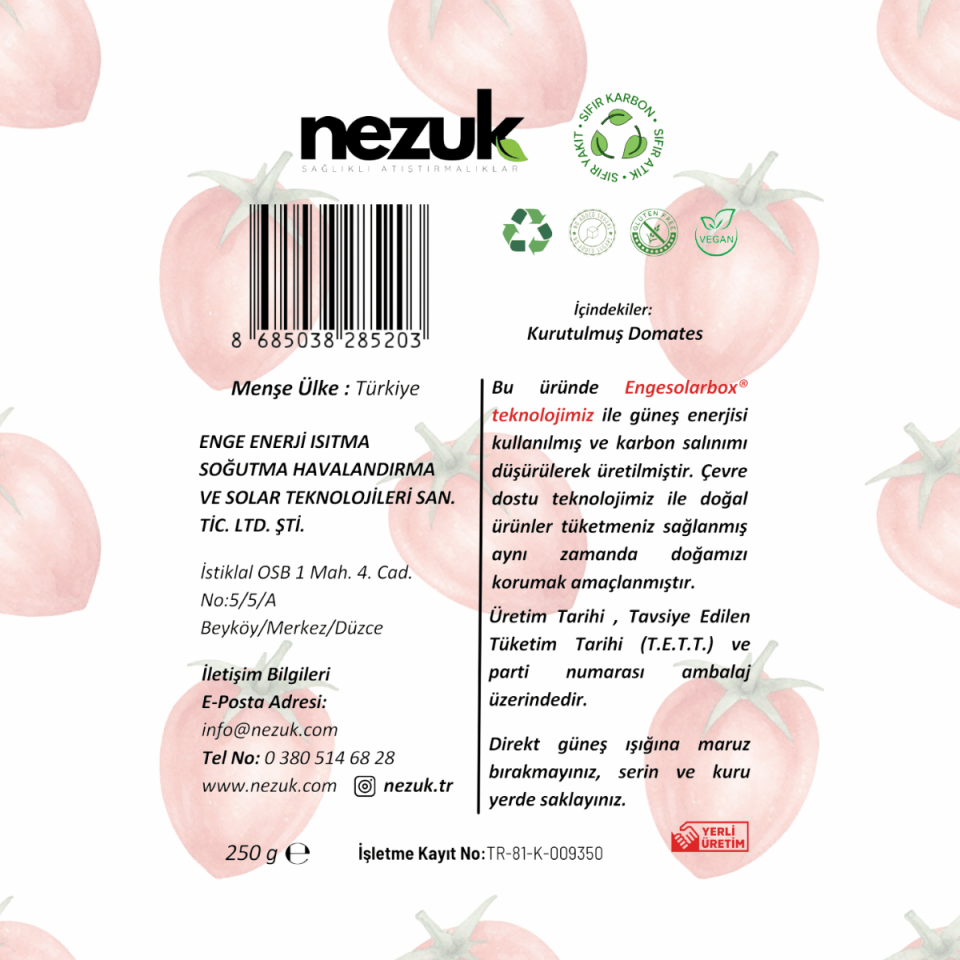 Nezuk Kurutulmuş Doğal Domates 250g