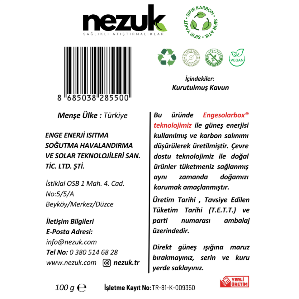 Nezuk Kurutulmuş Doğal Kavun