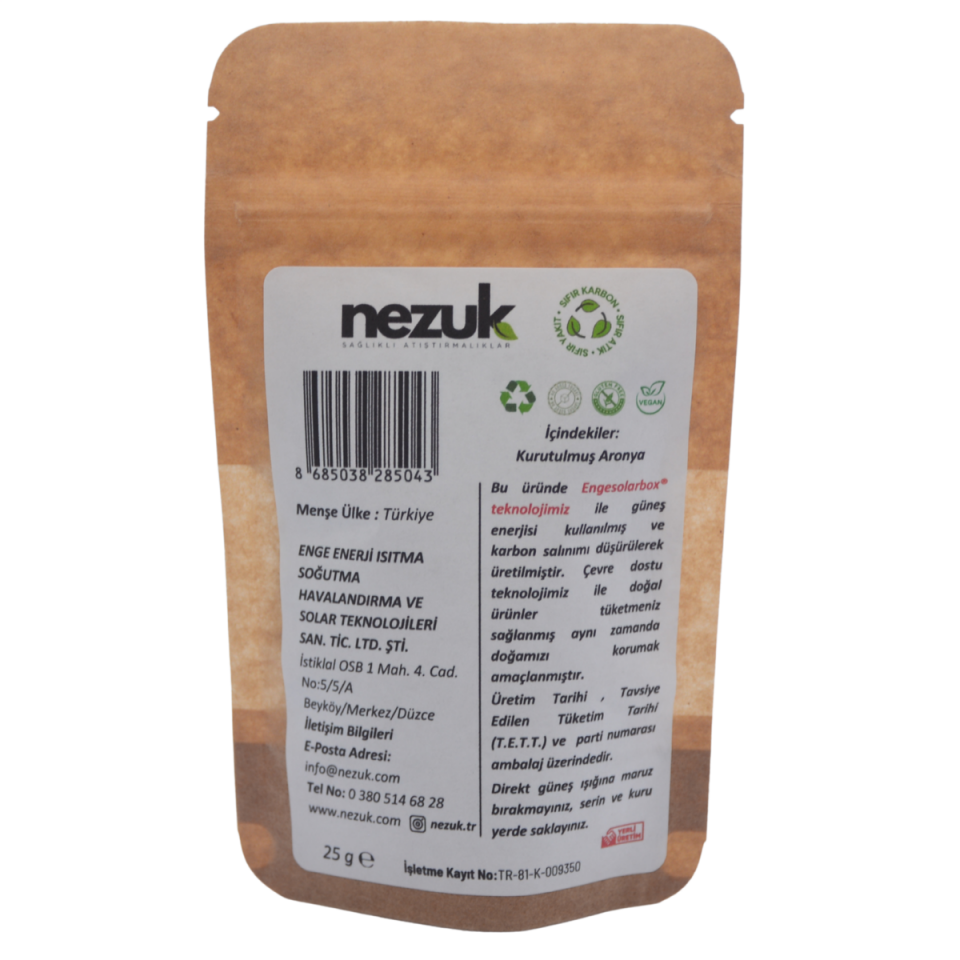 Nezuk Kurutulmuş Doğal Aronya 25g