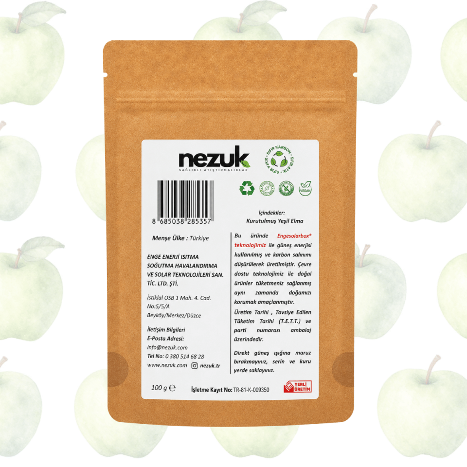 Nezuk Kurutulmuş Doğal Yeşil Elma