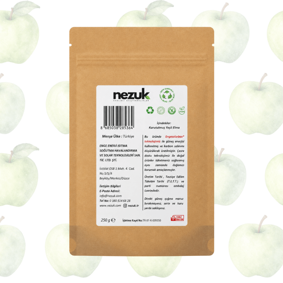 Nezuk Kurutulmuş Doğal Yeşil Elma 250g