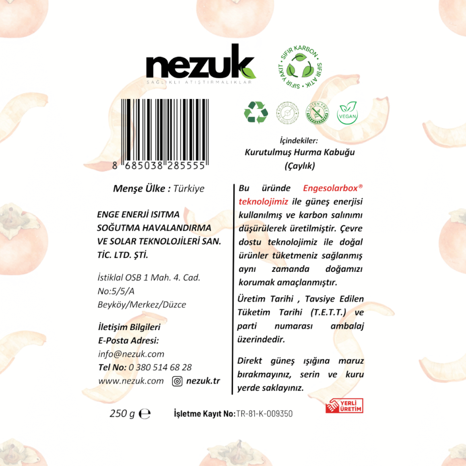 Nezuk Kurutulmuş Doğal Cennet Hurması Kabuğu (Çaylık) 250g
