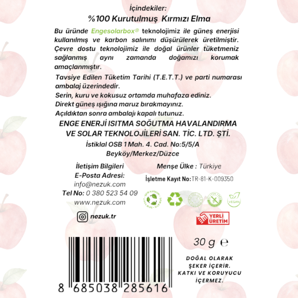 Nezuk Kurutulmuş Doğal Kırmızı Elma-PET