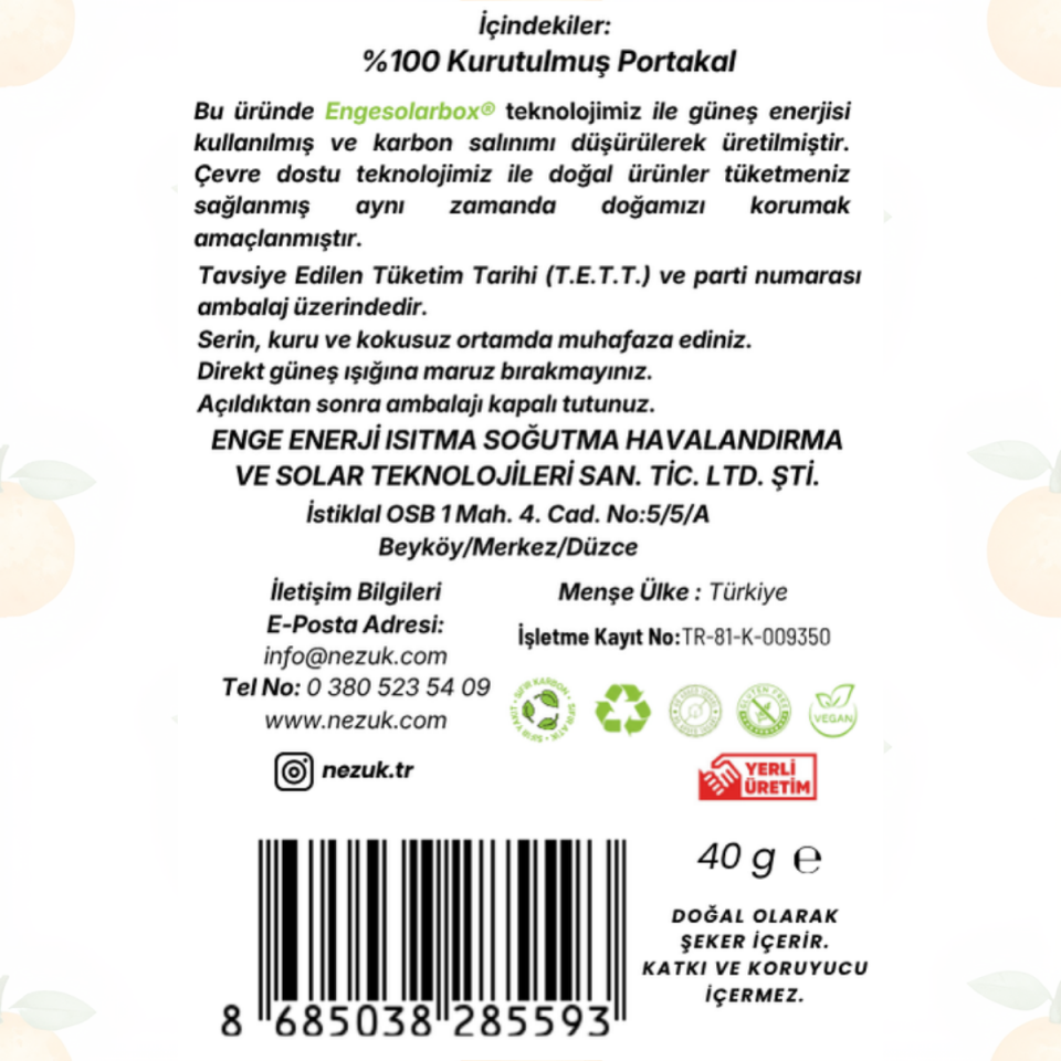 Nezuk Kurutulmuş Doğal Portakal-PET 40g