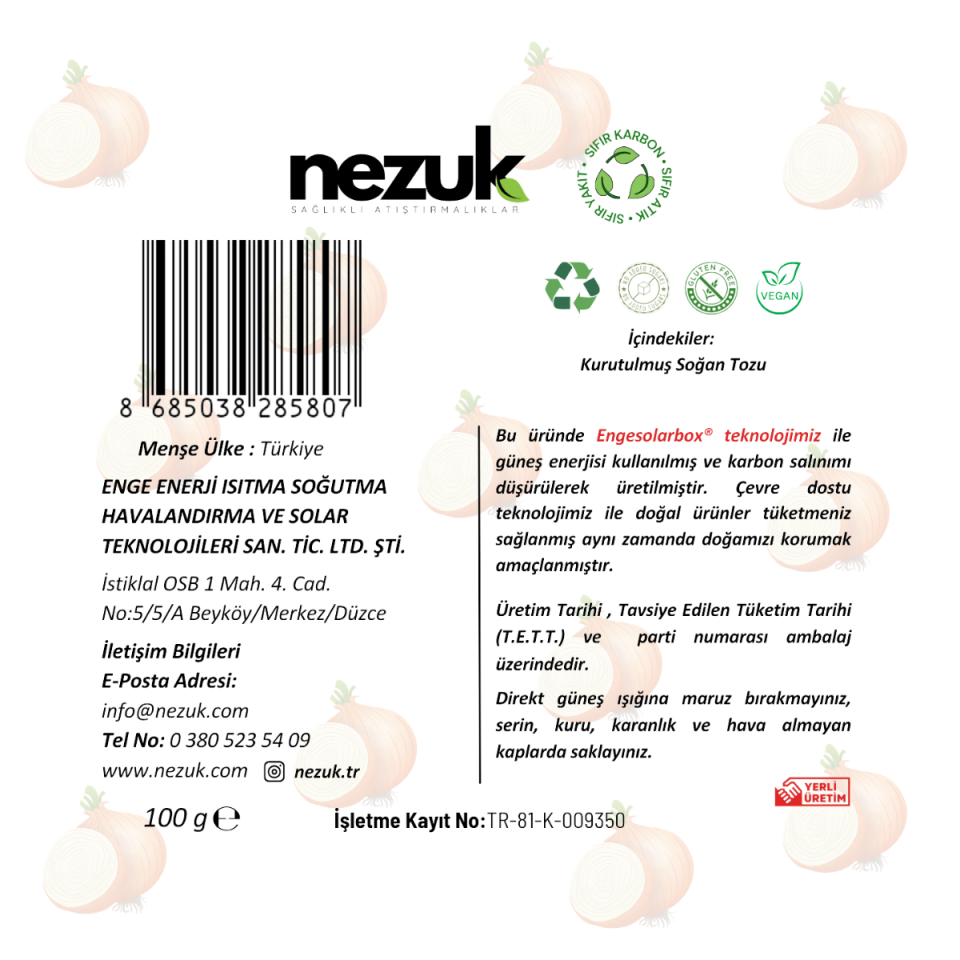 Nezuk Kurutulmuş Soğan Tozu-100 gr